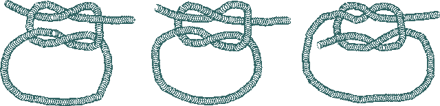  This image shows three knots that seem nearly identical but whose slightly varied configurations become apparent when regarded carefully.